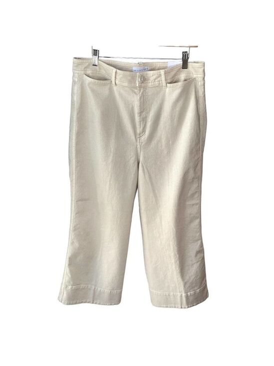 LOFT Denim - LOFT High Waist Wide Leg Jeans Size 12P/31 Tan Sand Denim Ankle NWT